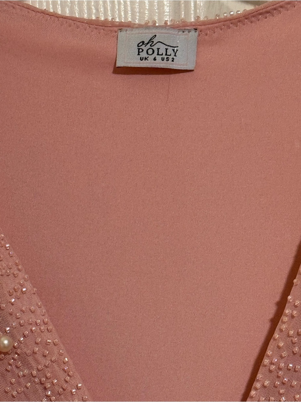 Oh Polly Pink Pearl-Embellished Long Sleeve Bodycon Dress size 2 - Picture 4 of 6